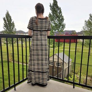 Jean Allen Vintage 1970s Boho Maxi Wool Plaid Dress.